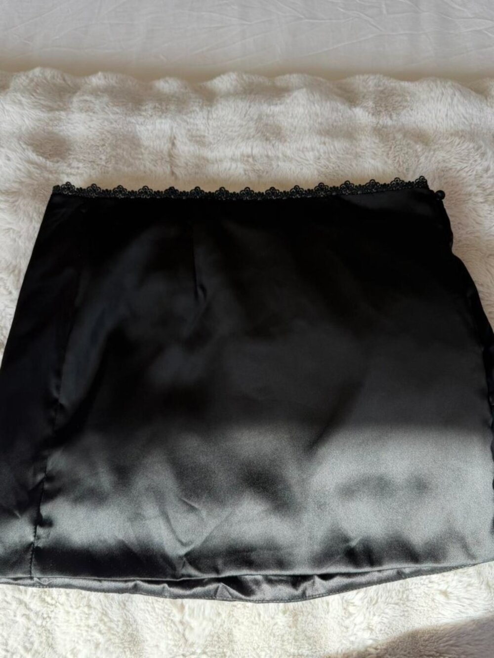 Princess Polly Satin Black Lace Trim Skirt - Picture 2 of 5
